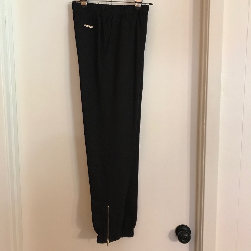 IMAN S Black Harem Pants W/Gold Zippers
